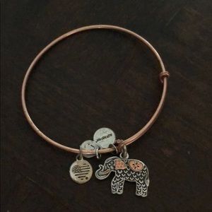 Alex and Ani two toned elephant charm bangle